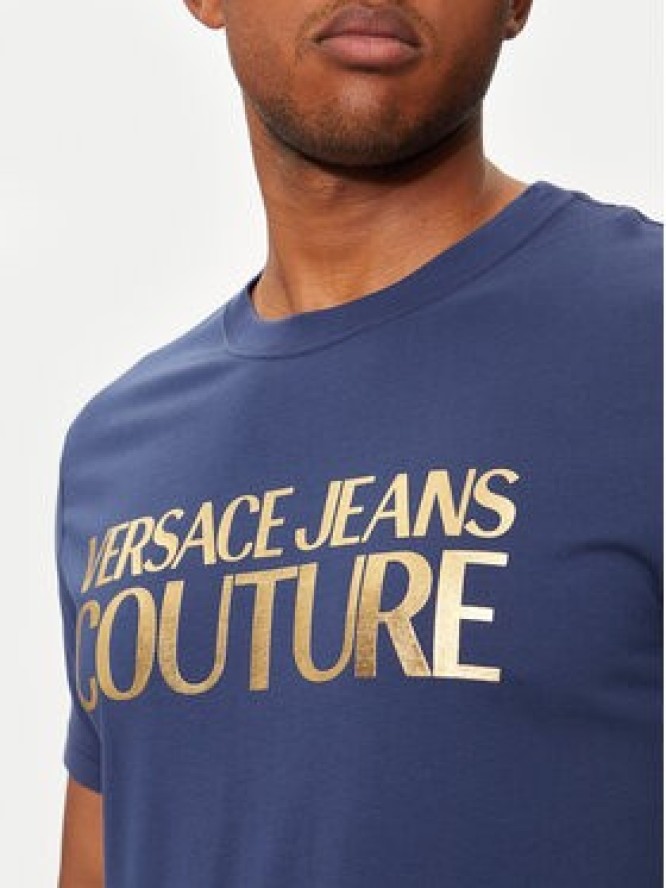 Versace Jeans Couture T-Shirt 77GAHT05 Granatowy Regular Fit