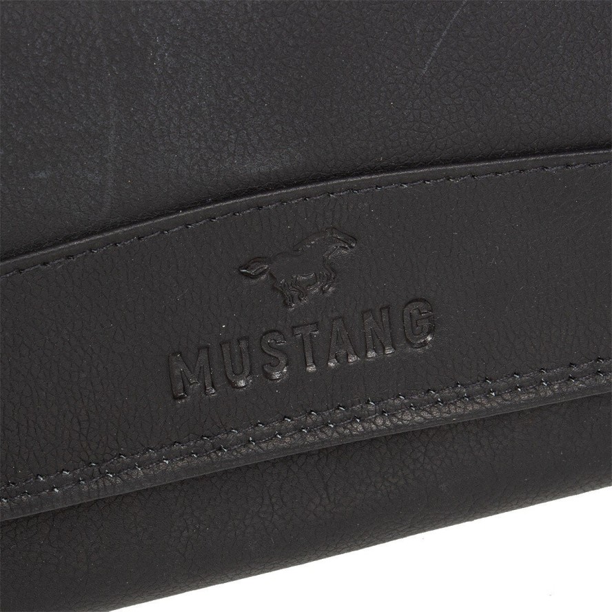 MUSTANG UDINE WALLET UNIWERSALNY SKÓRZANY PORTFEL PREMIUM POJEMNY NA KARTY SKÓRA BLACK 06.102300