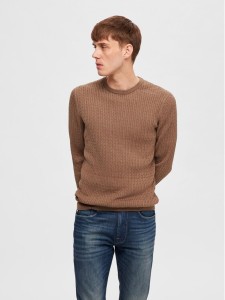 Selected Homme Sweter 16090606 Brązowy Regular Fit