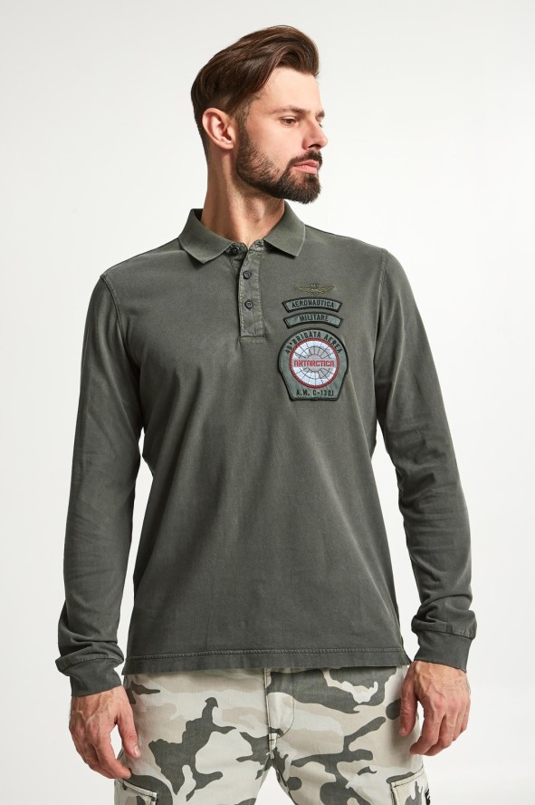 Longsleeve Polo męski AERONAUTICA MILITARE