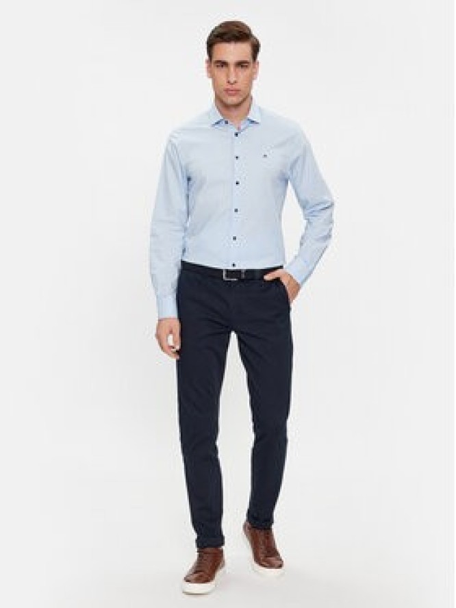 Tommy Hilfiger Koszula Cl Stretch Poplin Contrast Shirt MW0MW34259 Błękitny Regular Fit