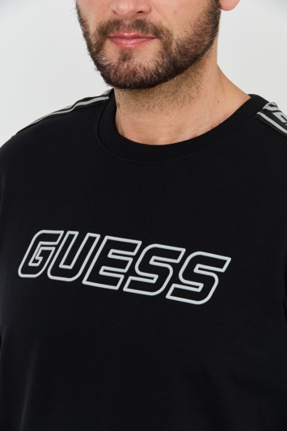 GUESS Czarna bluza z lampasami Arlo