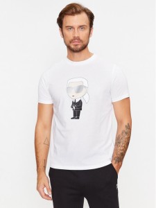 KARL LAGERFELD T-Shirt Crewneck 755071 Biały Regular Fit