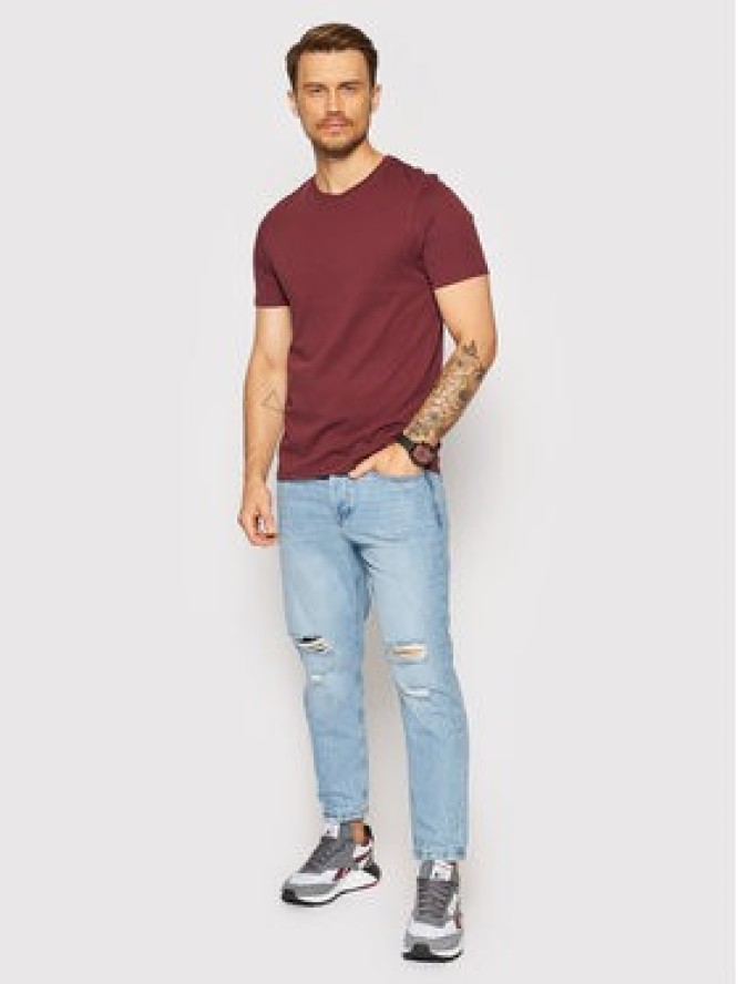 Jack&Jones T-Shirt Organic Basic 12156101 Bordowy Slim Fit