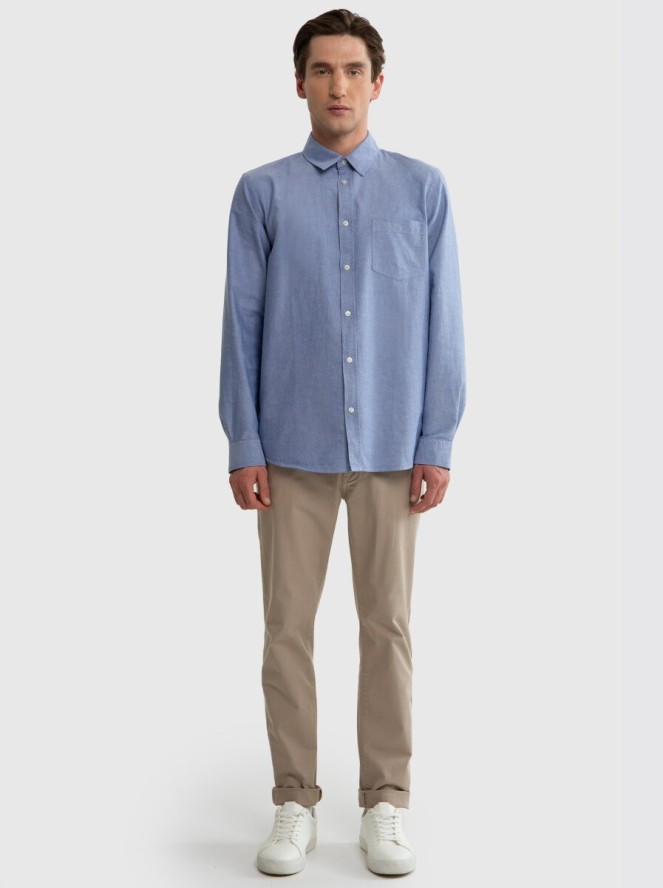 Koszula męska z tkaniny typu oxford niebieska Trixi 401