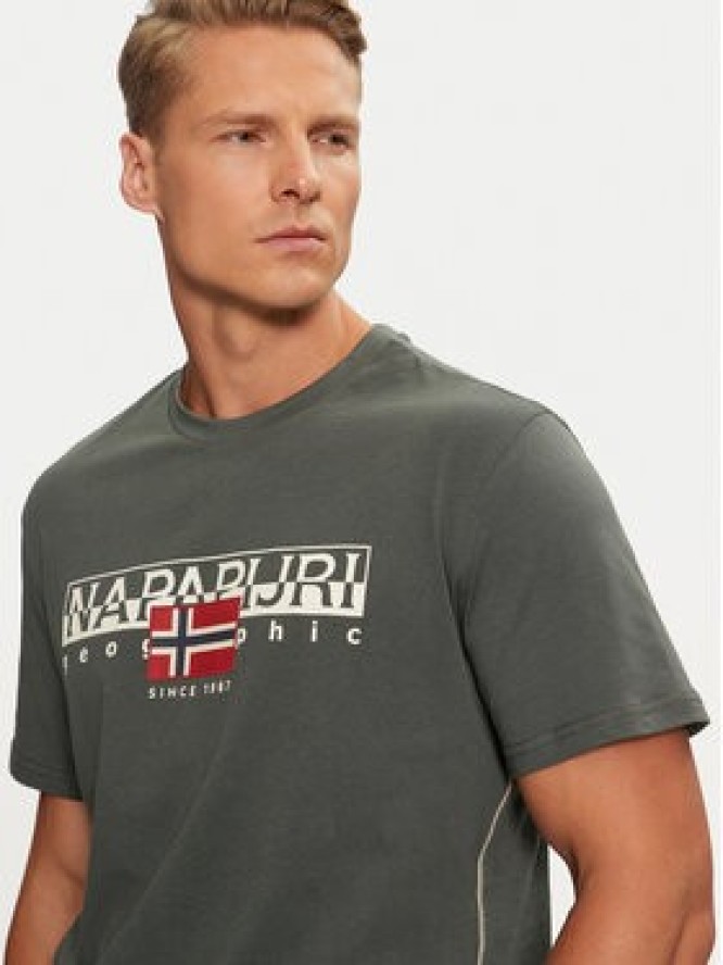 Napapijri T-Shirt S-Aylmer NP0A4HTO Zielony Regular Fit