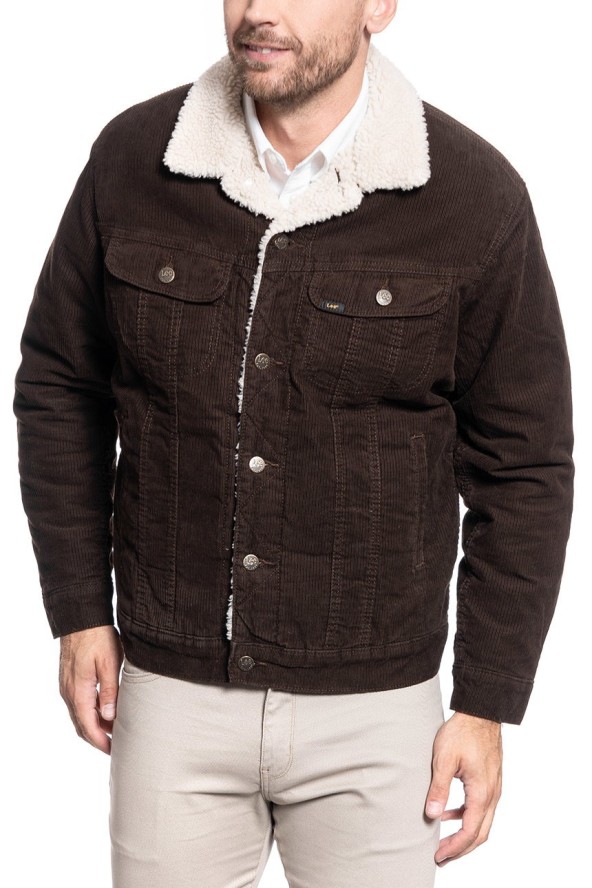 MĘSKA KURTKA ZIMOWA LEE SHERPA JACKET WINTER BROWN L87AQM52