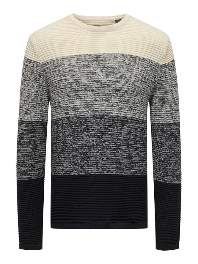 ONLY & SONS Sweter "Hugo" w kolorze antracytowo-kremowym rozmiar: S