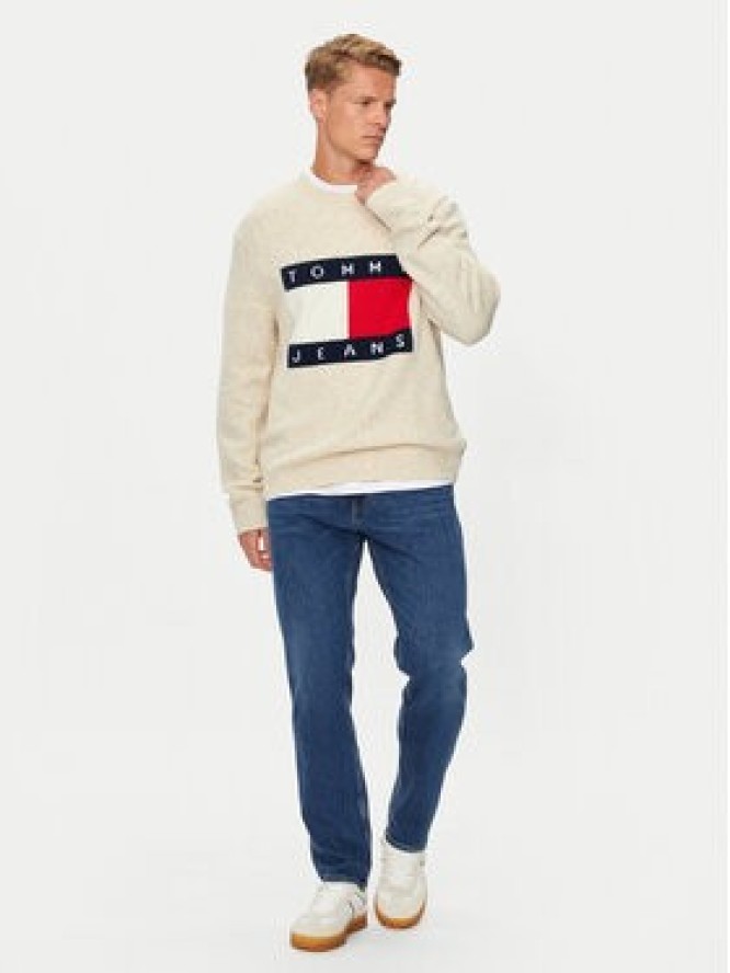 Tommy Jeans Sweter Flag DM0DM19442 Beżowy Regular Fit