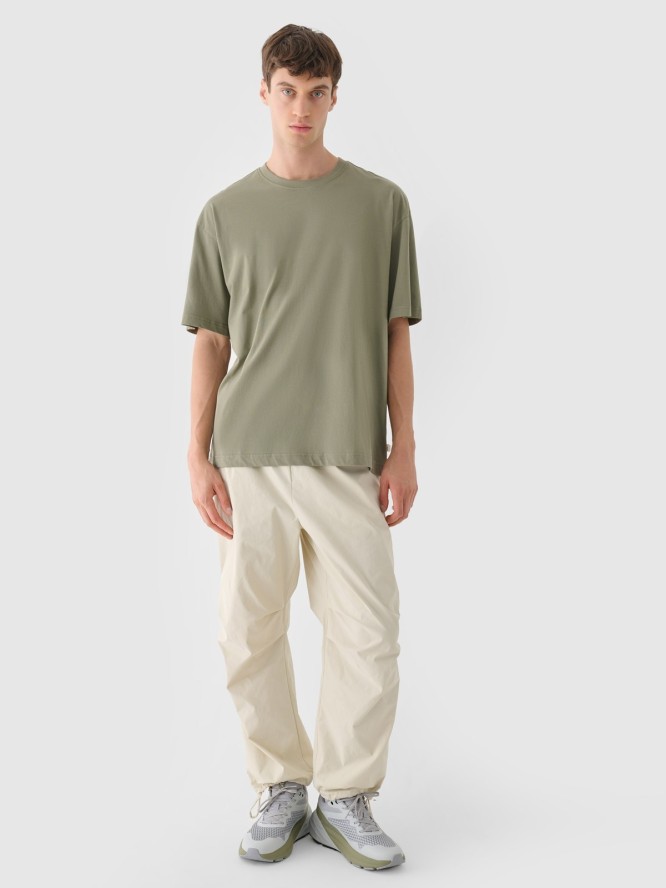 T-shirt oversize gładki męski Outhorn - khaki