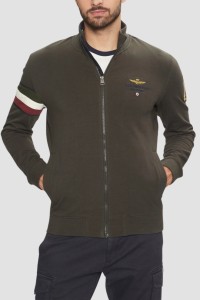 AERONAUTICA MILITARE Szarozielona bluza męska With Tricolor Insert