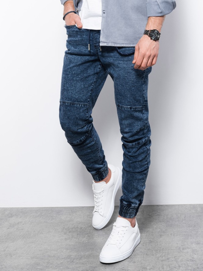 Spodnie męskie jeansowe joggery - niebieskie V3 P1056 - XL