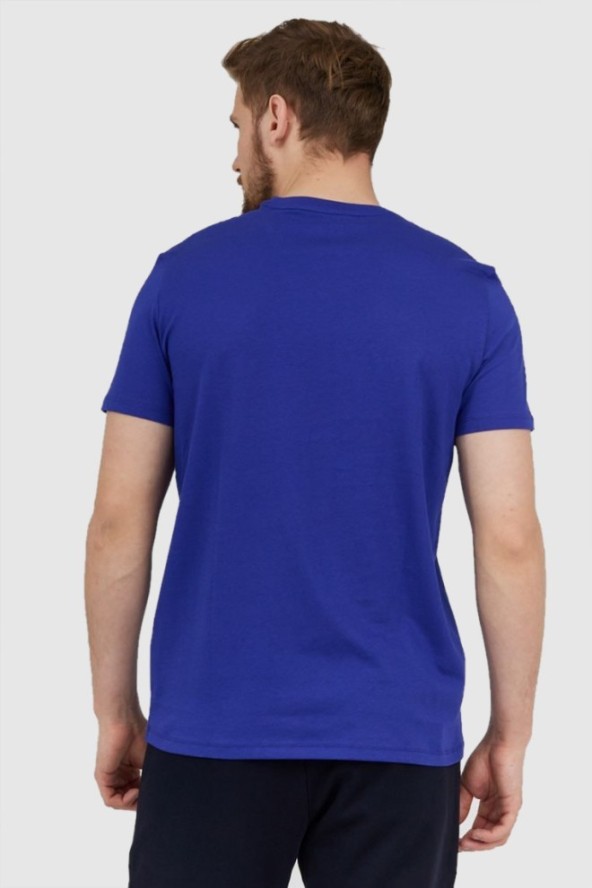 ARMANI EXCHANGE Niebieski t-shirt męski z paskiem z logo