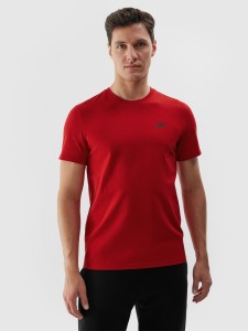 T-shirt regular gładki męski - czerwony
