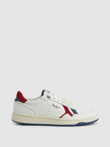 Pepe Jeans FOOTWEAR Skórzane sneakersy w kolorze biało-bordowym rozmiar: 44