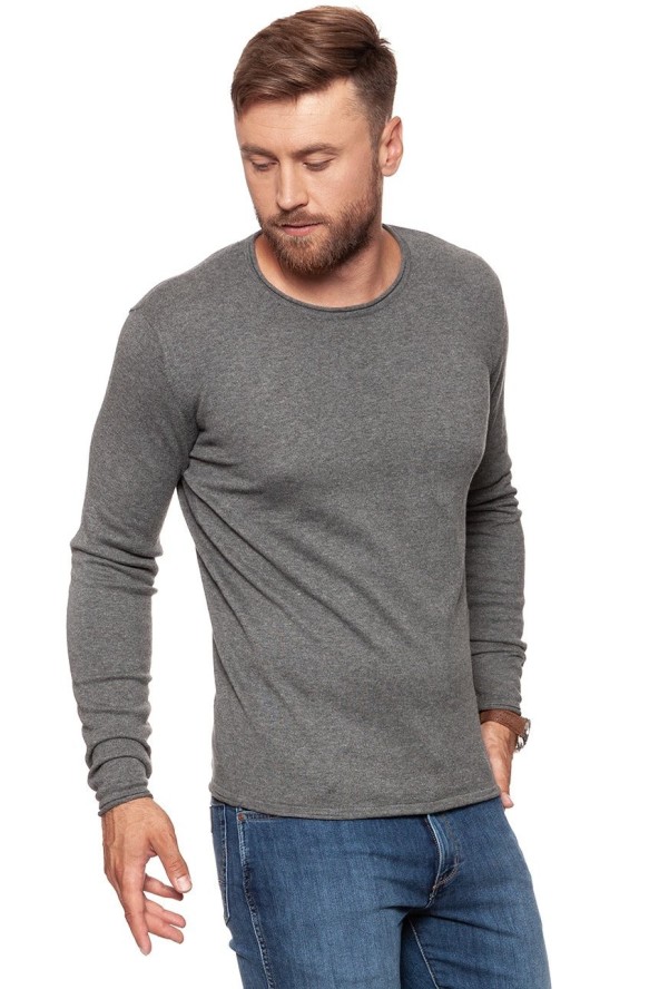 MĘSKI SWETER WRANGLER ROLL EDGE CREW GREY MARL W8624RGVB 112132326