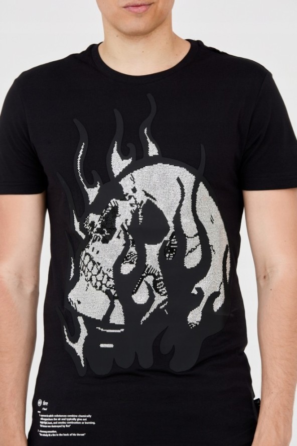 PHILIPP PLEIN T-shirt z czaszką w płomieniach