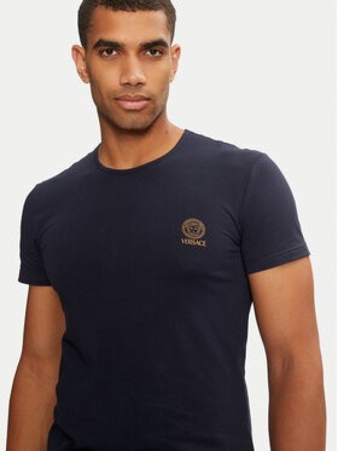 Versace T-Shirt AUU01005 1A1001 Granatowy Regular Fit