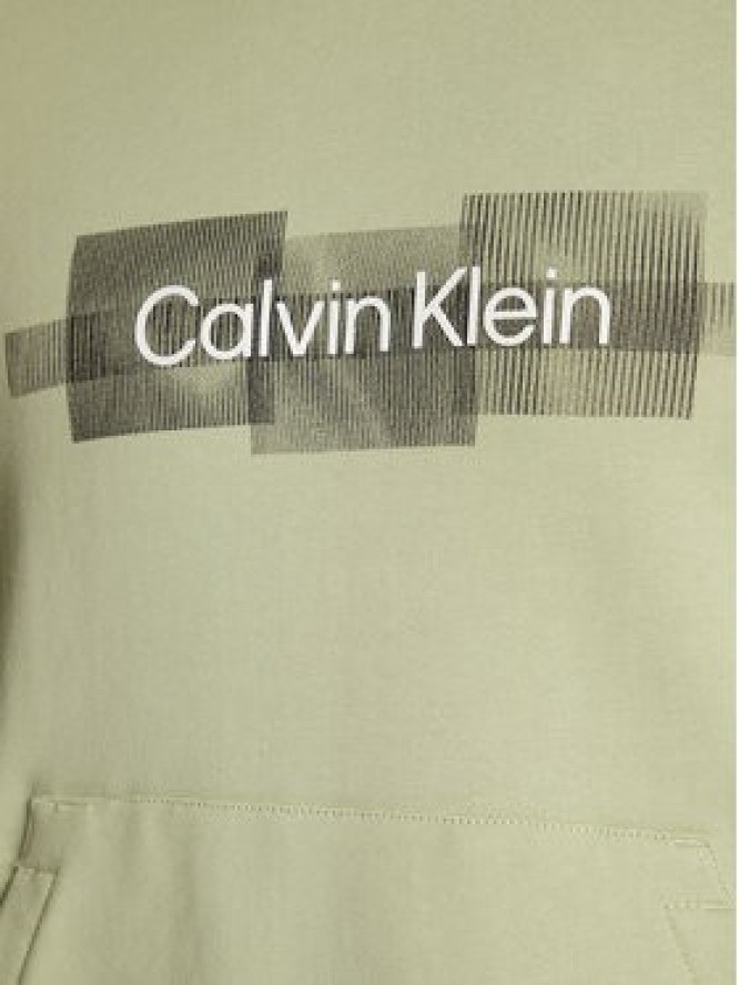 Calvin Klein Bluza Box Striped Logo K10K110761 Zielony Regular Fit