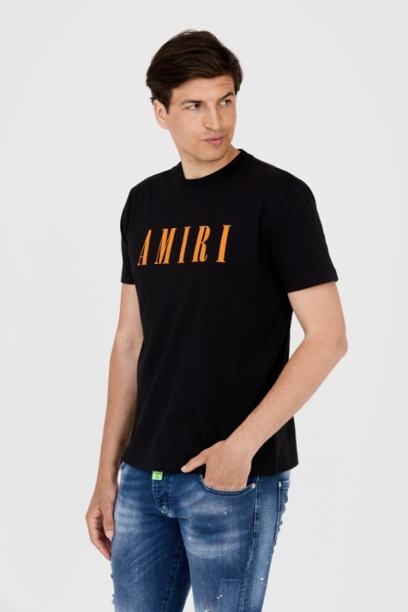 AMIRI T-shirt męski czarny z pomarańczowym logo