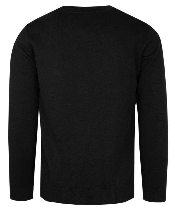 Elegancki Męski Sweter Polskiej Marki Rigon – V-neck (serek) - Czarny