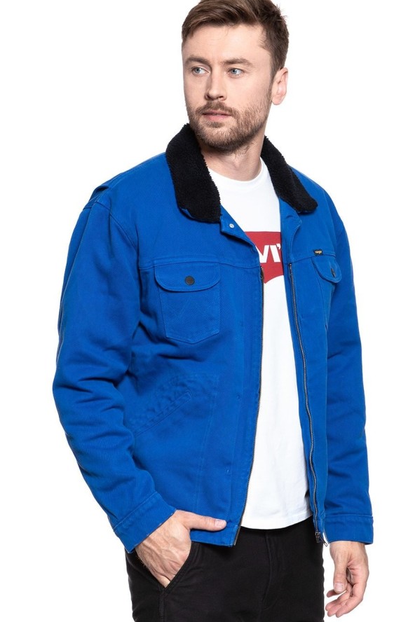 KURTKA ZIMOWA WRANGLER TWILL SHERPA COBALT BLUE W4A7W2B09