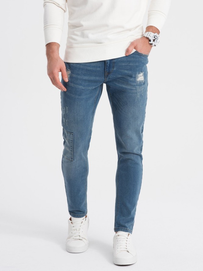 Spodnie męskie jeansowe SKINNY FIT - jasny niebieski P1060 - XXL