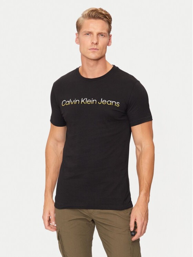 Calvin Klein Jeans T-Shirt Two Tone Institutional J30J325676 Czarny Regular Fit