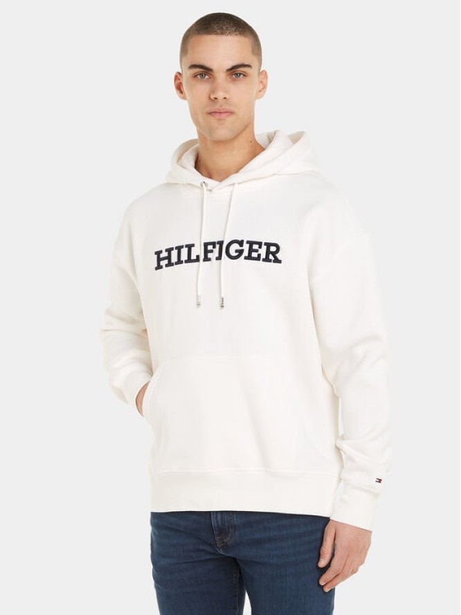 Tommy Hilfiger Bluza Monotype Embro MW0MW33062 Biały Regular Fit