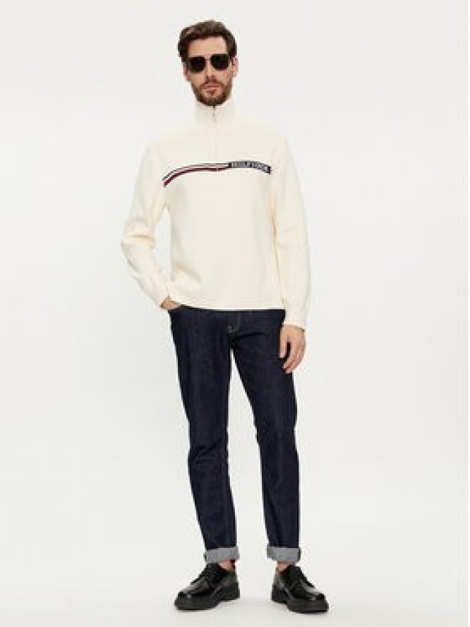 Tommy Hilfiger Sweter Global Stripe MW0MW33508 Beżowy Regular Fit