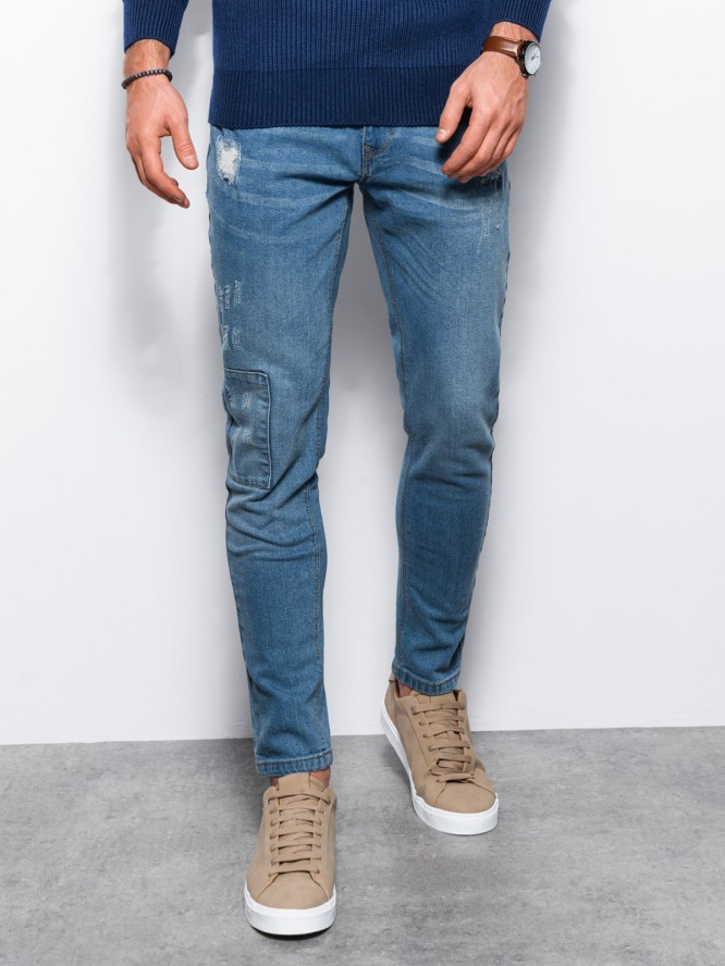 Spodnie męskie jeansowe SKINNY FIT - jasny niebieski P1060 - XXL
