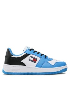 Tommy Jeans Sneakersy Basket Leather EM0EM01162 Niebieski