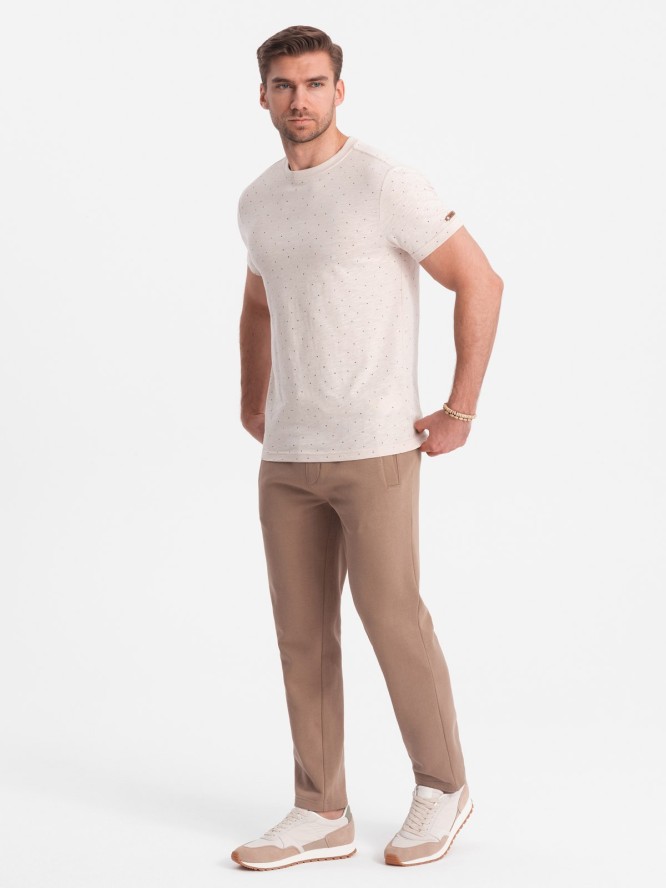Męskie spodnie dresowe z nogawką bez ściągacza - brązowe V2 OM-PABS-0206 - XXL