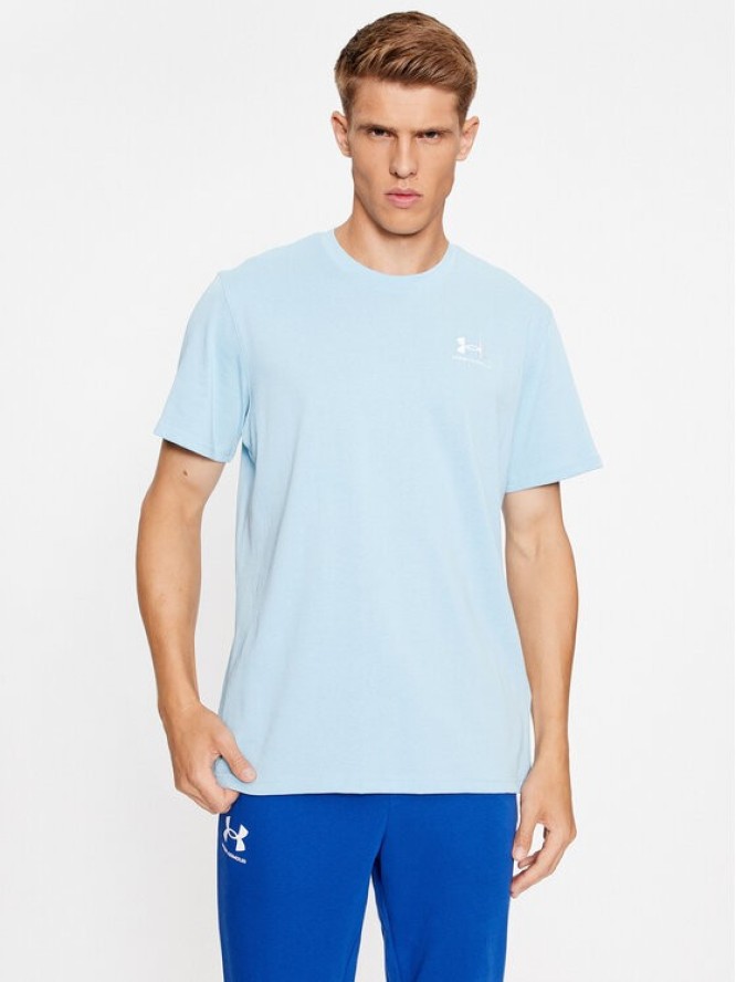 Under Armour T-Shirt Ua M Logo Emb Heavyweight Ss 1373997 Błękitny Loose Fit