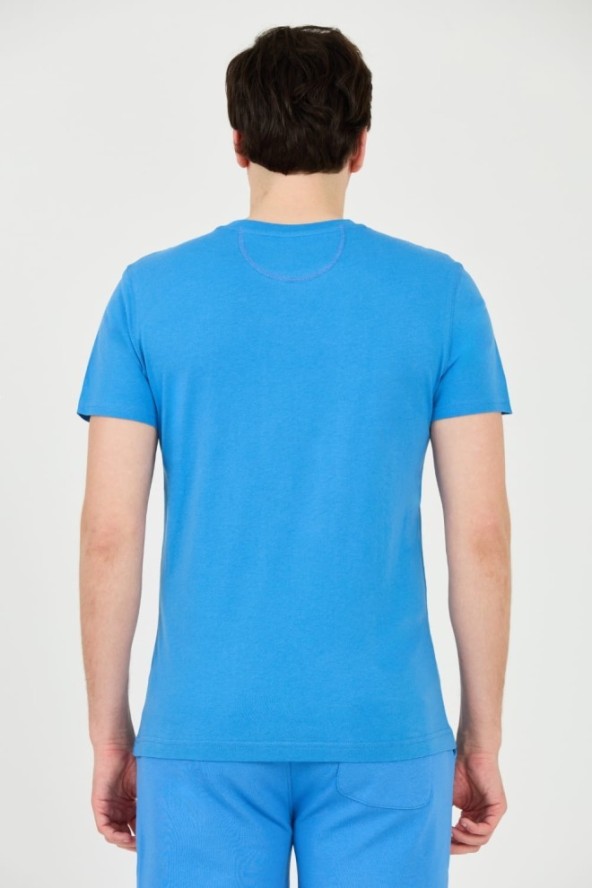 LA MARTINA Błękitny t-shirt z małym logo