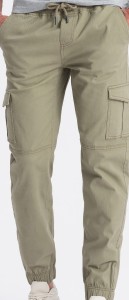 Spodnie męskie JOGGERY z zapinanymi kieszeniami cargo - khaki V1 OM-PAJO-0123 - XXL