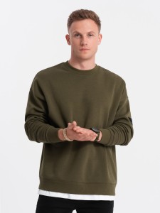 Bluza męska OVERSIZE z imitacją koszulki - oliwkowa V4 OM-SSNZ-0126 - XXL