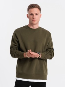 Bluza męska OVERSIZE z imitacją koszulki - oliwkowa V4 OM-SSNZ-0126 - XL