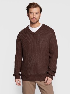 Redefined Rebel Sweter Henry 212091 Brązowy Relaxed Fit