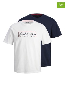 Jack & Jones Koszulki (2 szt.) w kolorze białym i granatowym rozmiar: M