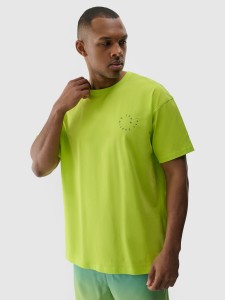 T-shirt oversize z nadrukiem męski - zielony