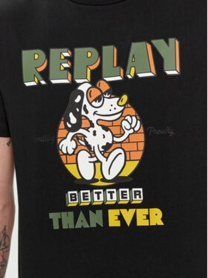 Replay T-Shirt M6800.000.2660 Czarny Regular Fit