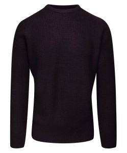 Sweter Bordowy, Burgundowy w Gruby Dziergany Splot, U-neck, Męski -BRAVE SOUL