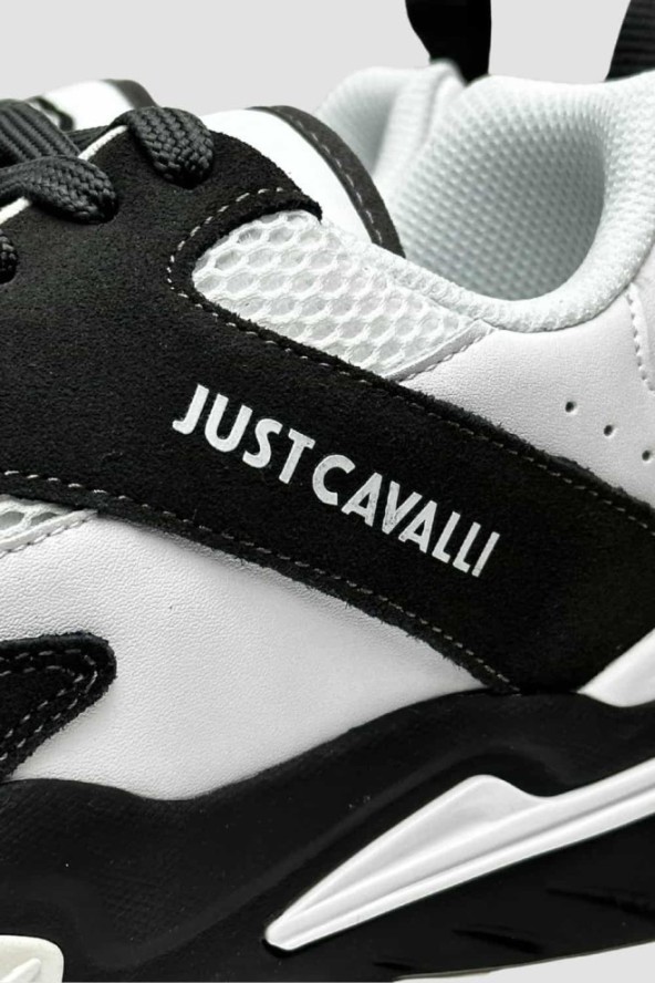 JUST CAVALLI Białe sneakersy FONDO GRUT DIS. 4