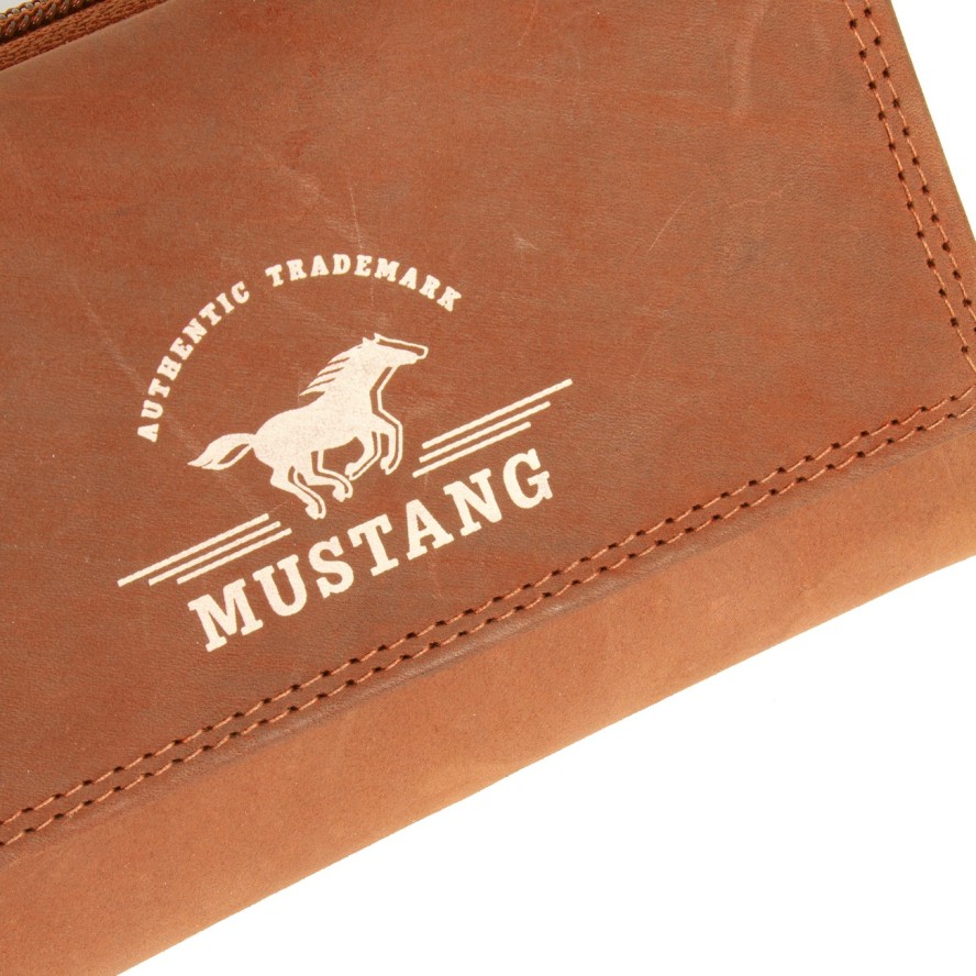 MUSTANG Tampa Wallet Top Opening MĘSKI SKÓRZANY PORTFEL PREMIUM POJEMNY NA KARTY SKÓRA BROWN 06.104631