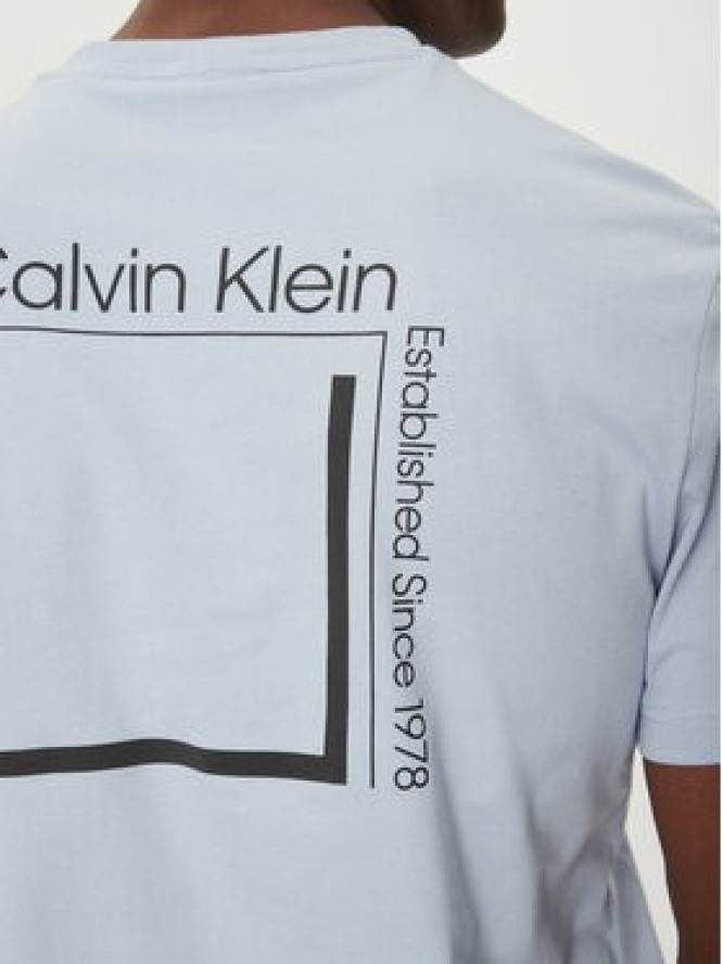 Calvin Klein T-Shirt Linear Box Logo K10K114152 Błękitny Regular Fit