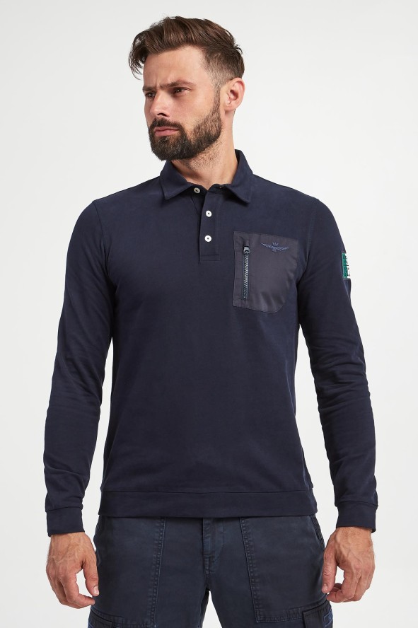 Longsleeve Polo męski AERONAUTICA MILITARE