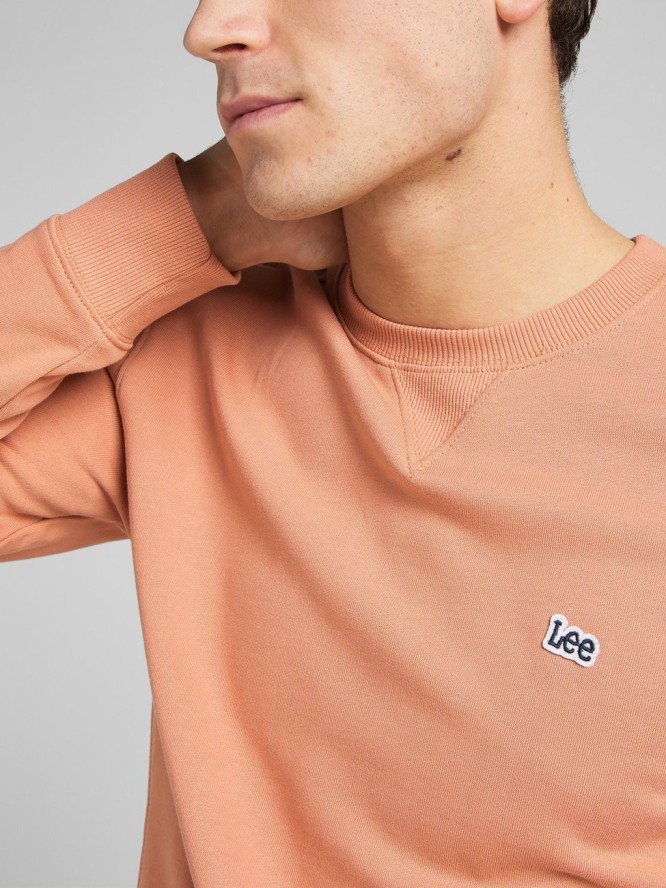 LEE PLAIN CREW SWS MĘSKA BLUZA LOGO RUST L81ISPUK