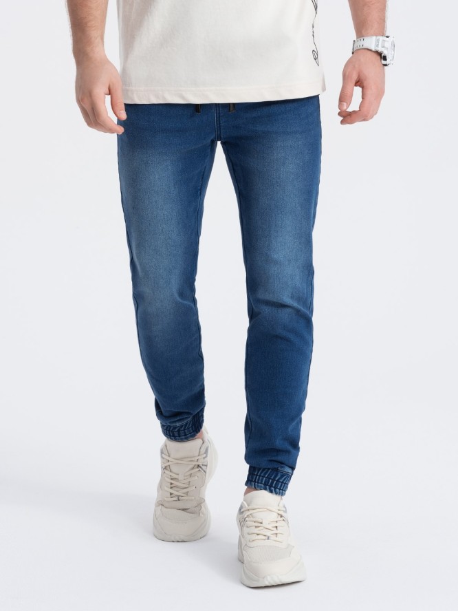 Spodnie męskie jeansowe JOGGER SLIM FIT - ciemnoniebieskie V3 OM-PADJ-0134 - XXL