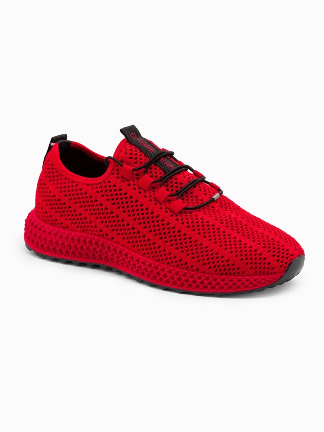 Buty męskie wsuwane sneakersy z siateczki - czerwone V2 OM-FOKS-0117 - 42